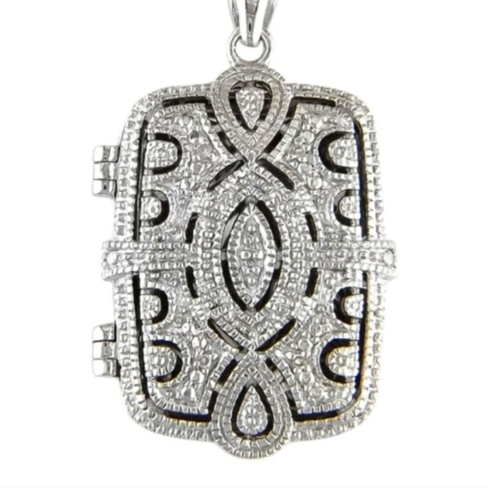 925 locket diamond necklace pendant New sterling silver